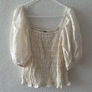 Elegant Cinched Cream Puff Sleeve Top